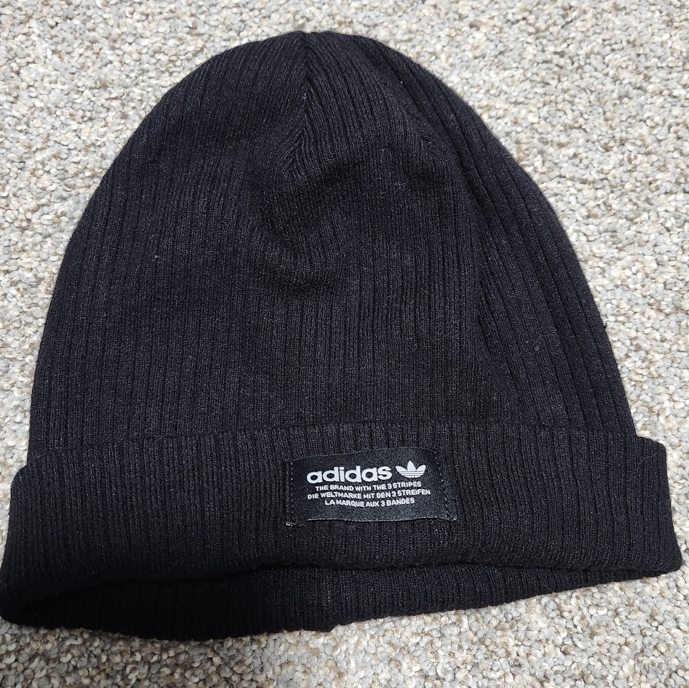 Boys black adidas beanie